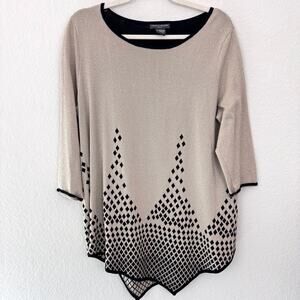 Chelsea & Theodore Womens Tunic Sweater Top Size 1X Metallic Sparkle Gold Black